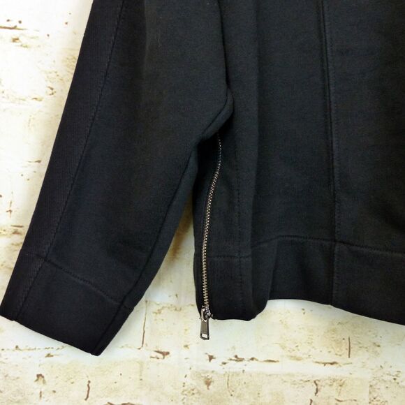 Reiss Arden Hoodie Womens M Black Crop Jersey Rib Zip Relaxed Loungewear Rock - Picture 6 of 14